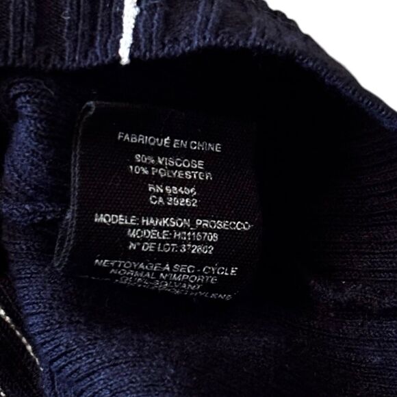 Theory Navy Blue White Stripe Hanskon Prosecco Ribbed Knit Sweater Top Small - Picture 8 of 10